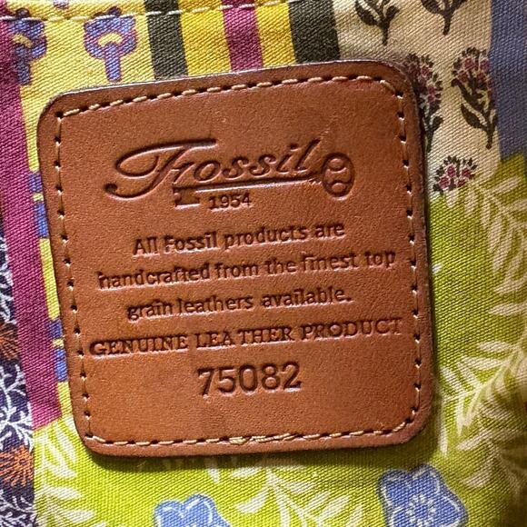 Fossil Vintage Tooled Leather Hobo Bag Embossed Floral Boho Two-Tone Tan 75082 - Picture 5 of 16